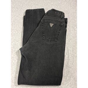 Vintage Guess USA Black Jeans 26x29 High Rise Tapered Made In USA